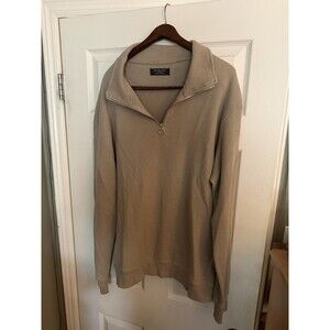 PRIMARK Men's Waffle Knit Quarter 1/4 Zip Sweater Beige 2XL XXL